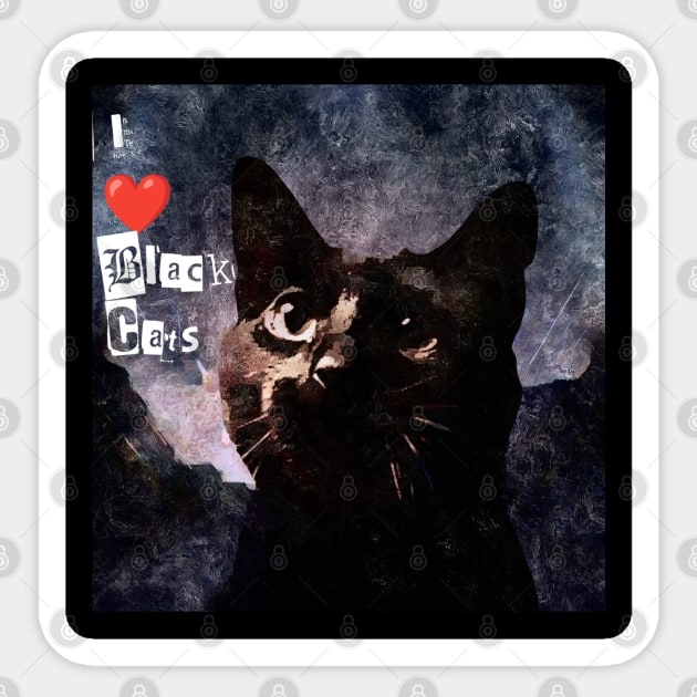 I Love Black Cats Sticker by Kenen's Designs